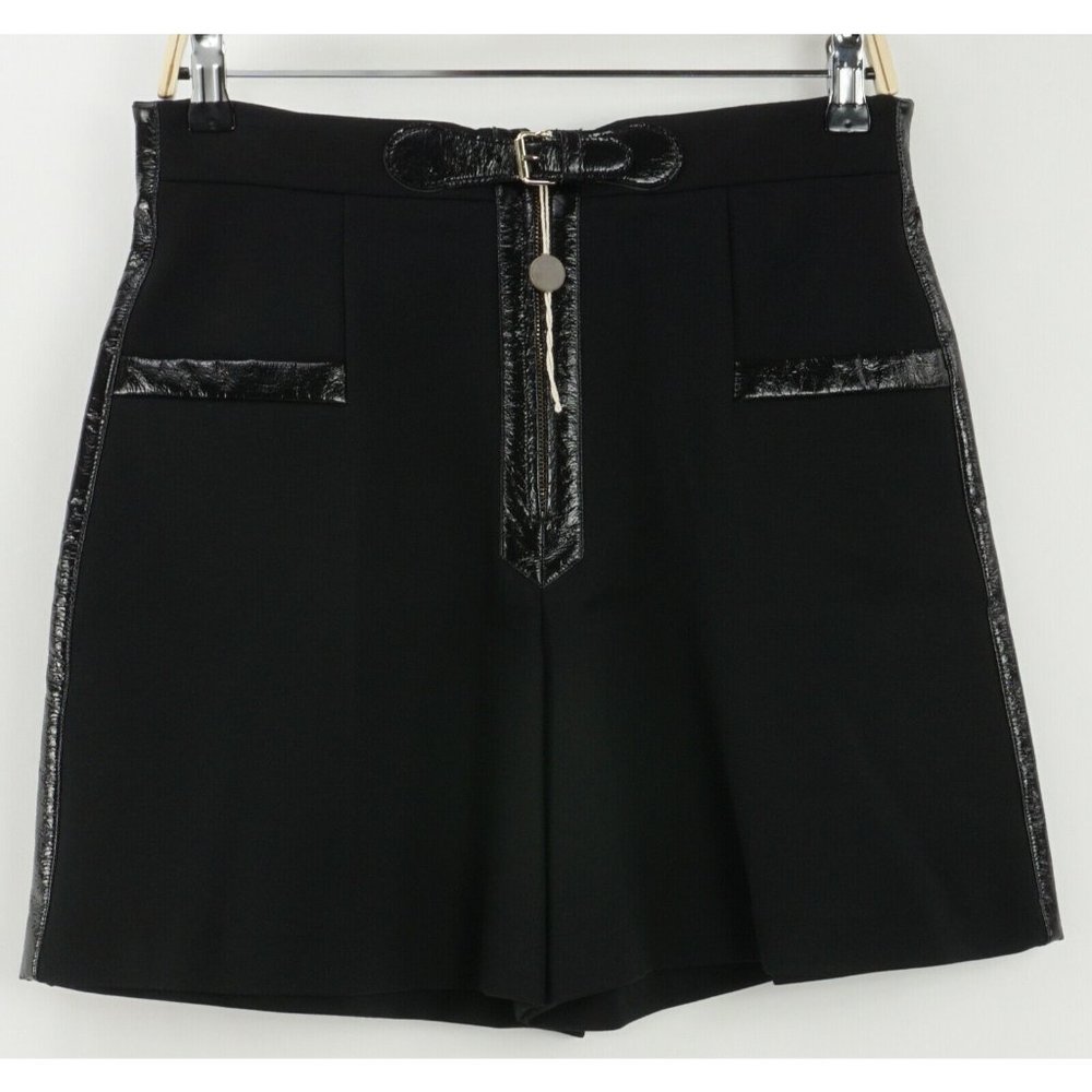 New M Missoni Women's Size 42 Black Jersey High Waist Buckle Bermuda Shorts